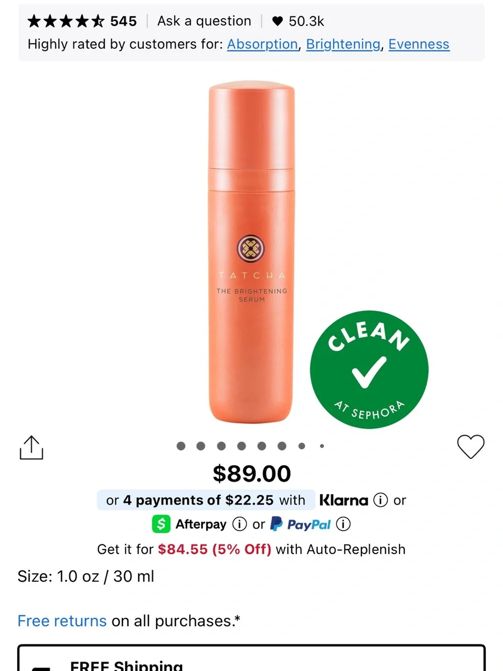 Tatcha Brightening Serum